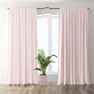Pale Pink And White Vertical Stripes Blackout Curtains