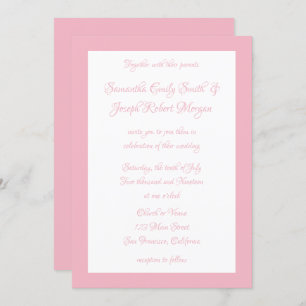 Pale Pink and White Wedding Invitation