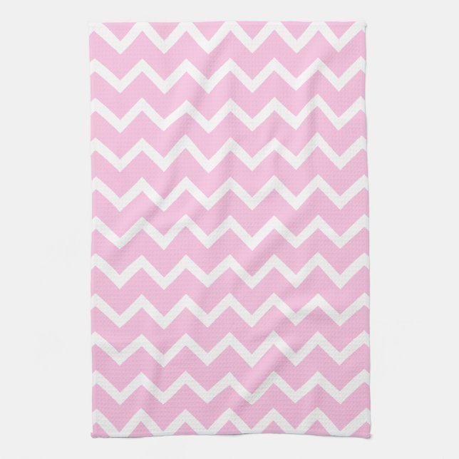 Pale Pink and White Zigzag Pattern. Towel (Vertical)