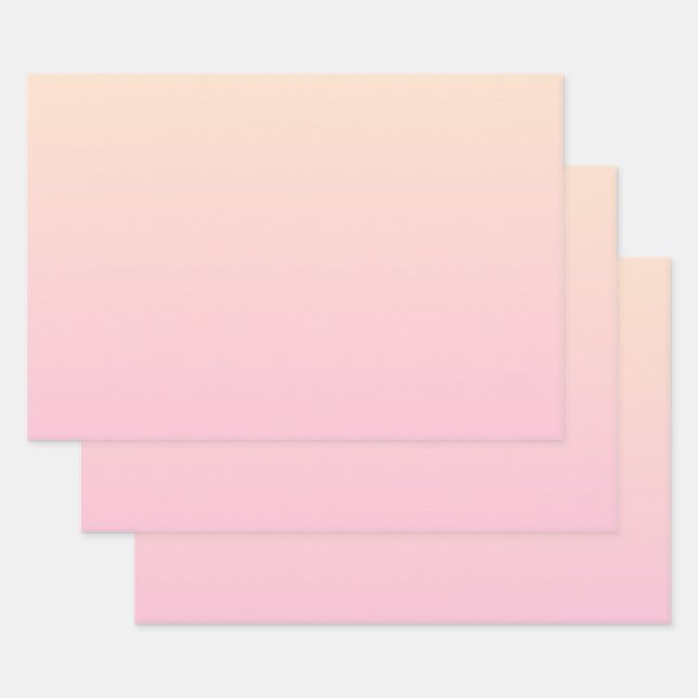 Pale pink and yellow gradient background wrapping paper sheets (Set)