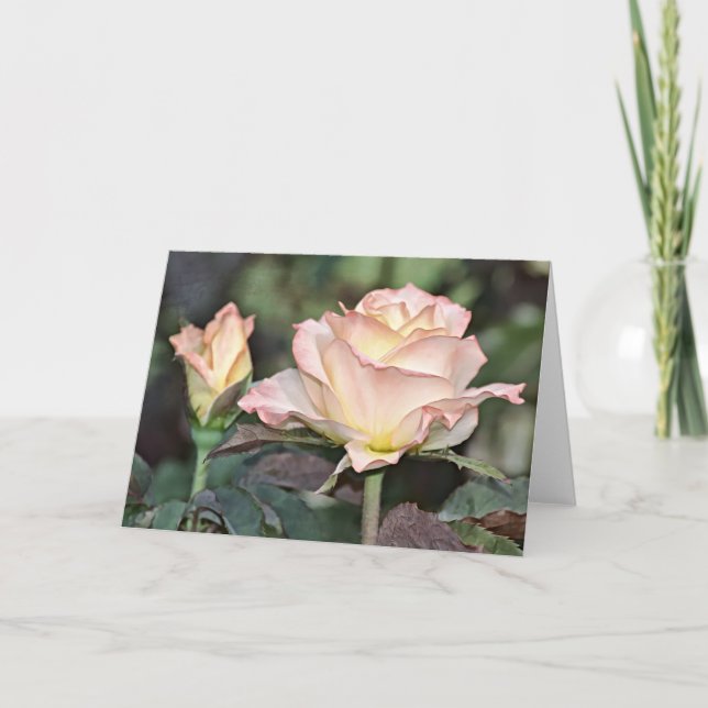 Pale Pink and Yellow Roses Art Card (Front)