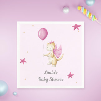 Pale Pink Baby Dragon with Balloon Party Napkins