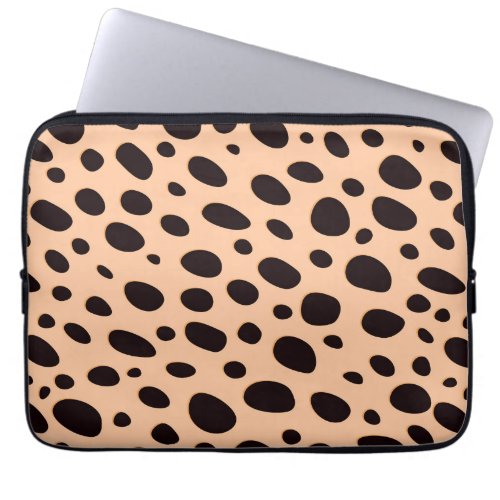 Pale Pink Background With Black Polka Dots Laptop Sleeve