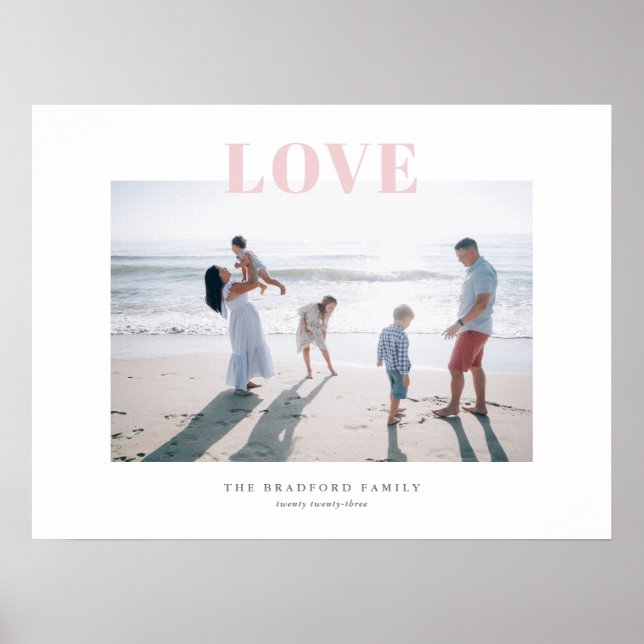 Pale Pink Big Love Memory Event Family Photo Poster (Front)