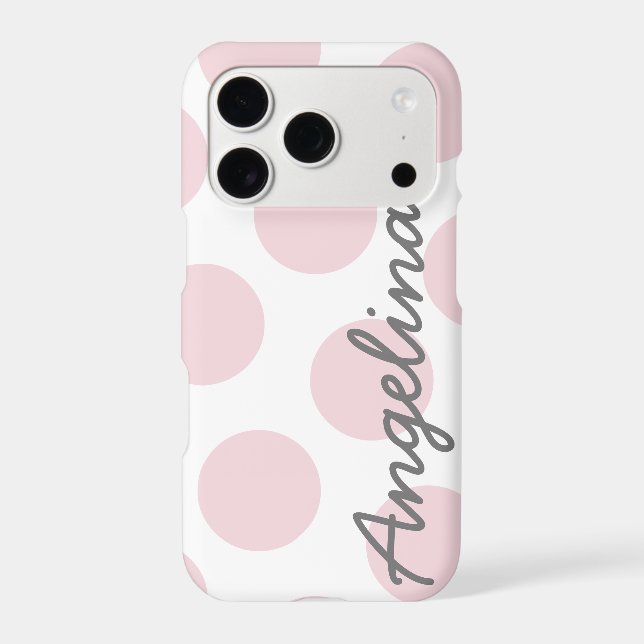 Pale Pink Big Polka Dot Pattern Personalized Iphone Case (Back)