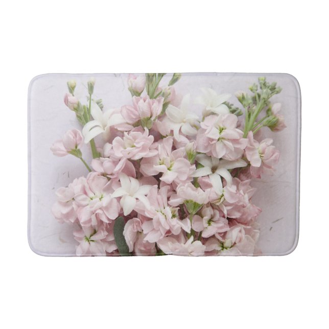 Pale pink blossoms bathroom mat (Front)