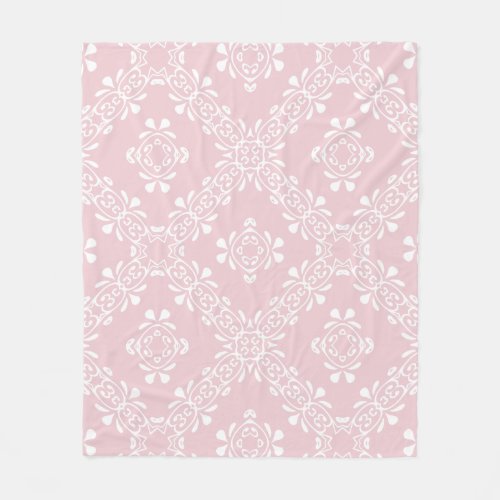 Pale Pink Blush Scroll Pattern Fleece Blanket