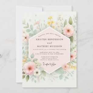 Pale Pink Botanical Romance Wedding Invitation