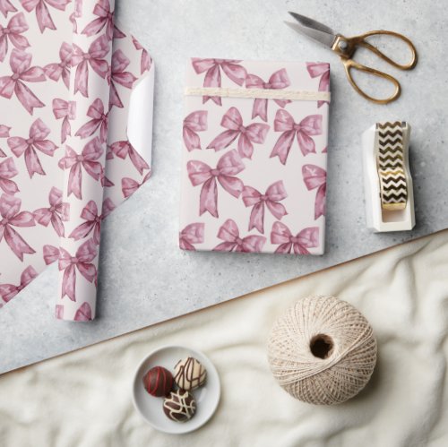 Pale Pink Bows Wrapping Paper