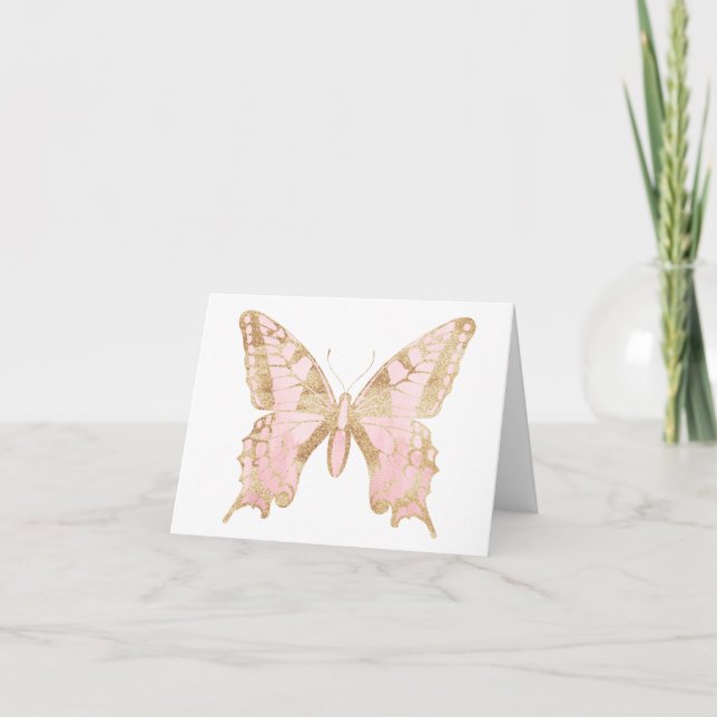 Pale Pink Butterfly BLANK  Card (Front)