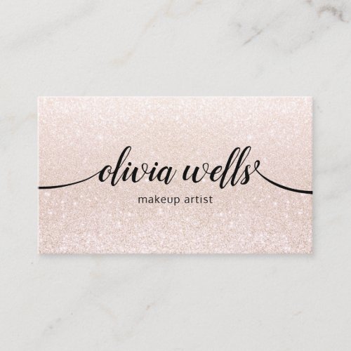 Pale Pink Calligraphy Script Makeup Artist Beauty Business Card