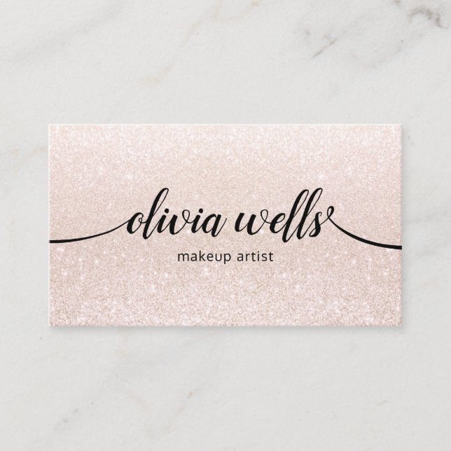 Pale Pink Calligraphy Script Makeup Artist Beauty Business Card (Front)