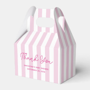 Pale Pink Candy Stripe Baby Shower Thank You Favor Boxes
