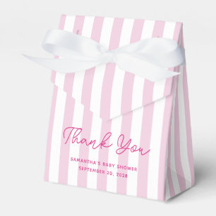 Pale Pink Candy Stripe Baby Shower Thank You Favor Boxes