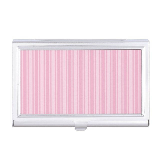 Pale pink candy stripes business card case (Front)