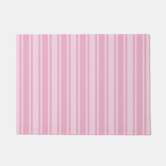 Pale pink candy stripes doormat (Front)