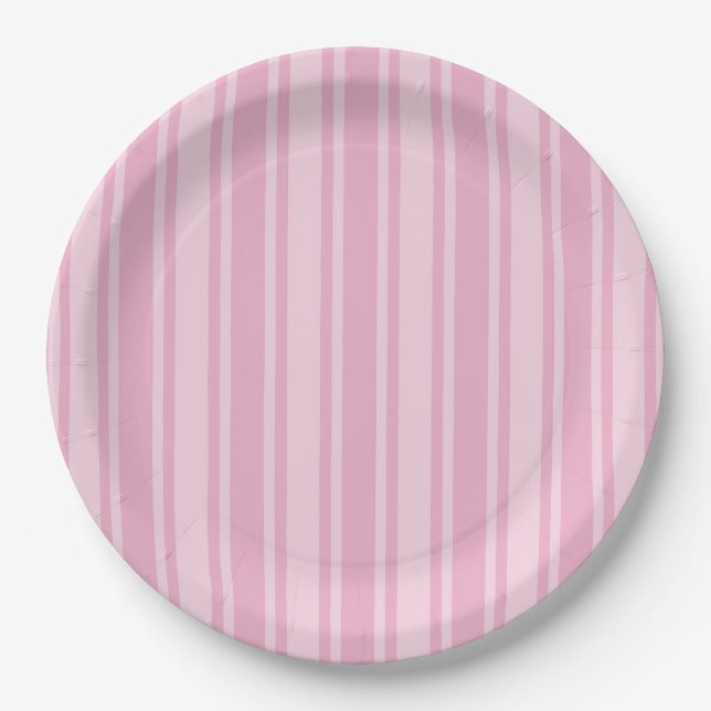 Pale pink candy stripes paper plates (Front)