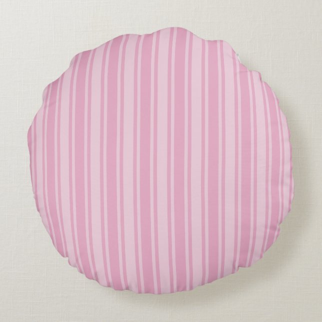Pale pink candy stripes round pillow (Back)