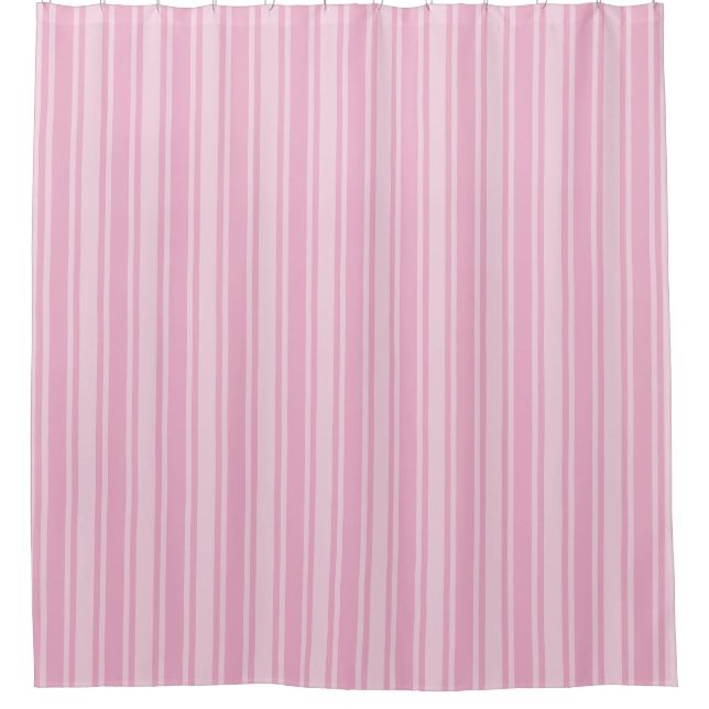 Pale pink candy stripes shower curtain (Front)