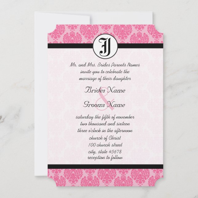 Pale Pink Chandelier with Photo Wedding Invites (Front)