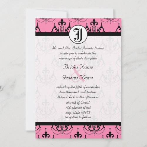 Pale Pink Chandelier with Photo Wedding Invites