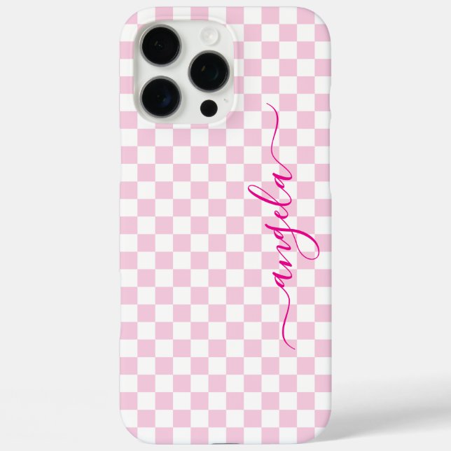 Pale Pink Checkered Signature Case-Mate iPhone Case (Back)