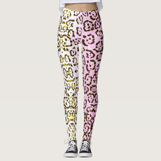 Pale Pink Cheetah Pop Art Cat Animal Print Leggings