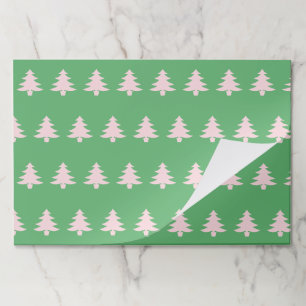 Pale Pink Christmas Trees Green Paper Placemats