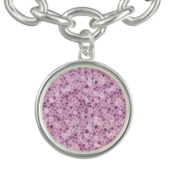 Pale Pink Cobbled Patchwork Terrazo Pattern Bracelet (Design)