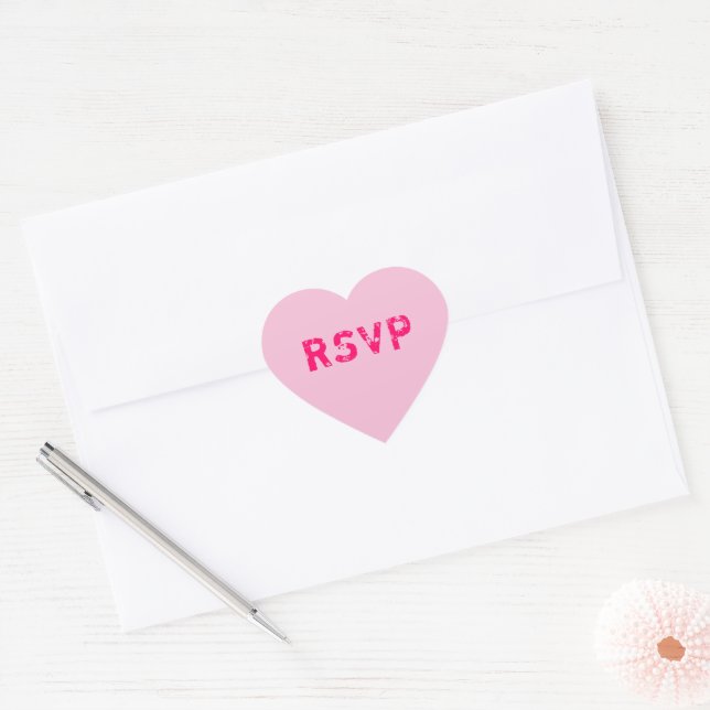 Pale Pink Conversation Heart RSVP Heart Sticker (Envelope)