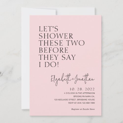Pale Pink Couple Shower Before They Say I Do Invitation