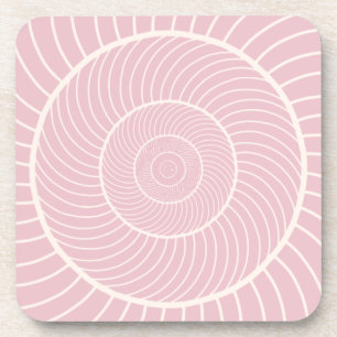 Pale pink cream spiral snail fibonacci sequence beverage coaster