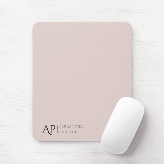 Pale Pink Custom Monogram Elegant Mouse Pad (With Mouse)