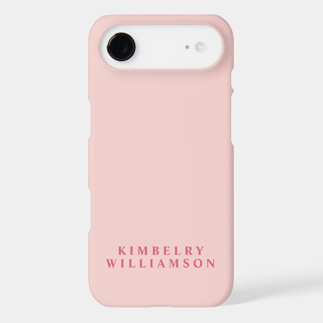 Pale Pink Customized Name Stylish Modern Monogram  iPhone Case (Back)