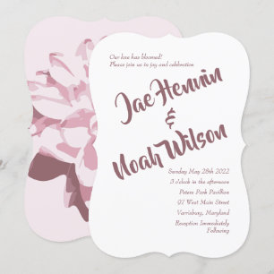 Pale Pink Dahlia Floral Wedding Invitations