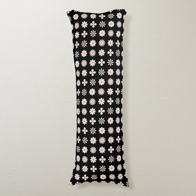 Pale pink daisy flower pattern rows body pillow (Front Vertical)