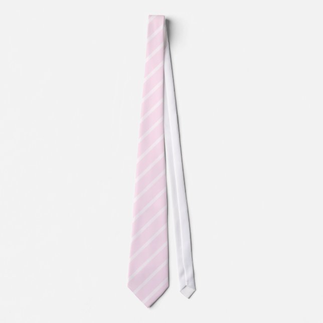 Pale pink Diagonal Stripes. Neck Tie (Front)