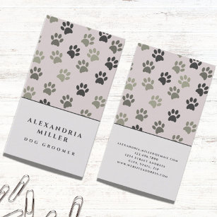 Pale Pink Dog Paw Prints   Dog Grooming Business Card