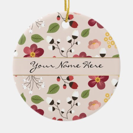 Pale Pink Dog Rose, Rosehips & Mistletoe Ceramic Ornament