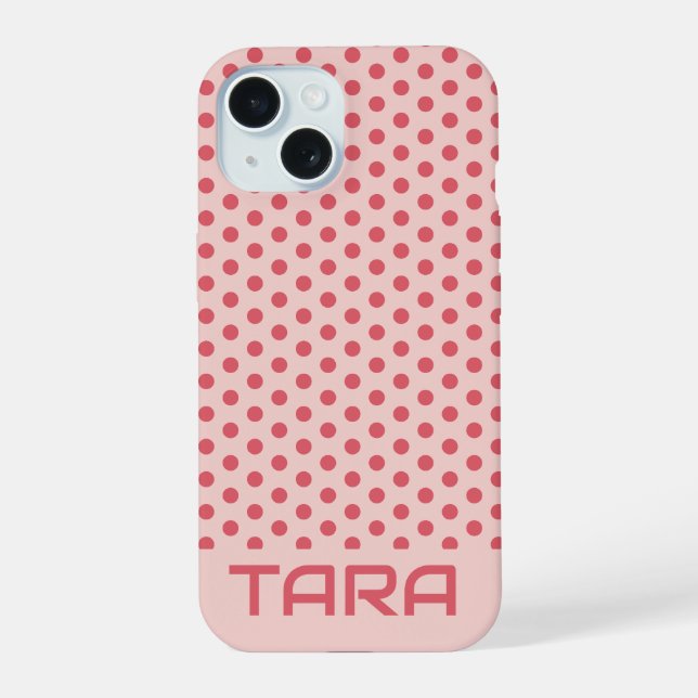 PALE PINK DOTS STYLISH SIMPLE CUSTOMIZED NAME IPHONE CASE (Back)