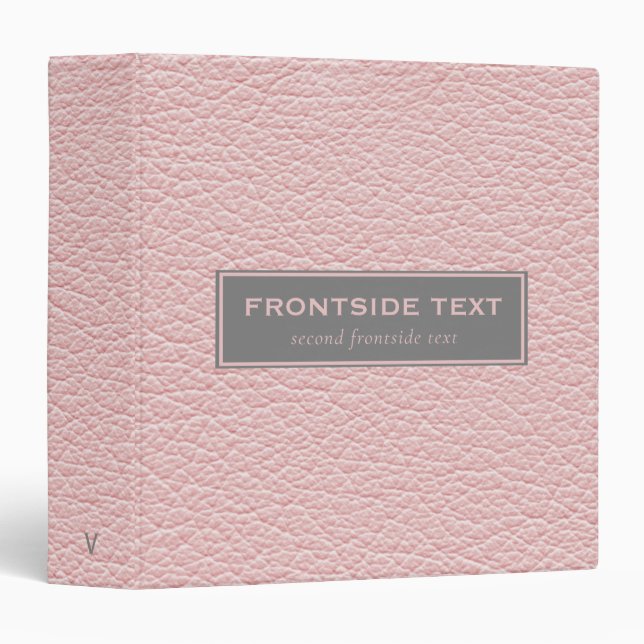 Pale Pink Faux Leather Design 3 Ring Binder (Front/Spine)