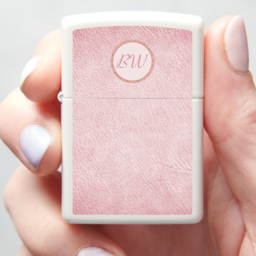 Pale Pink Faux Leather Zippo Lighter