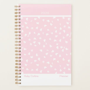 Pale Pink Feminine Minimalist Floral Planner