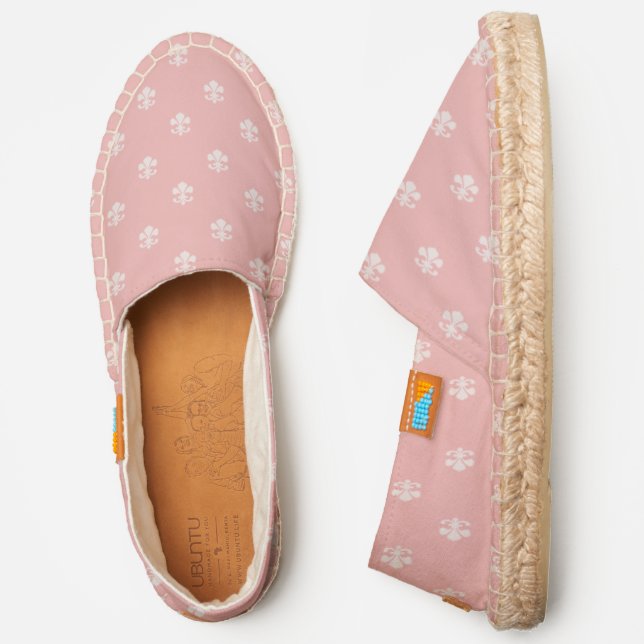 Pale Pink Fleur de Lis French  Espadrilles (Side)