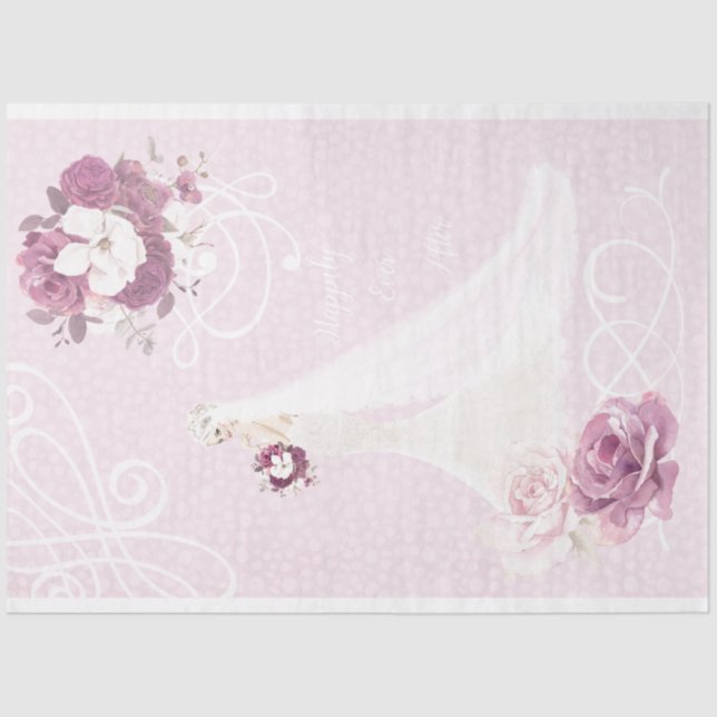 Pale Pink Floral Bride Wedding Tissue Paper (Front)