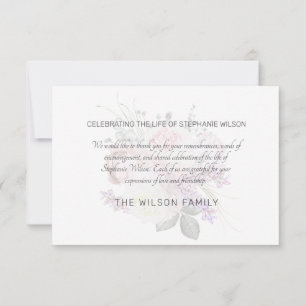 Pale Pink Floral Funeral Bereavement Thank You Card
