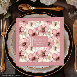 Pale Pink Floral Napkin Chic Monogram Custom Name