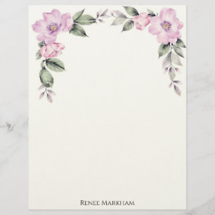 Pale Pink Floral Top Border Letterhead