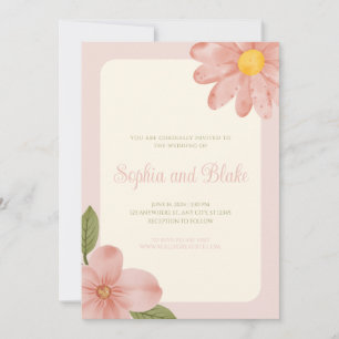 Pale Pink Floral Wedding Invitation