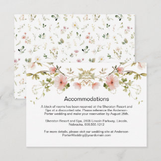 Pale Pink Floral Wildflowers Wedding Enclosure Card